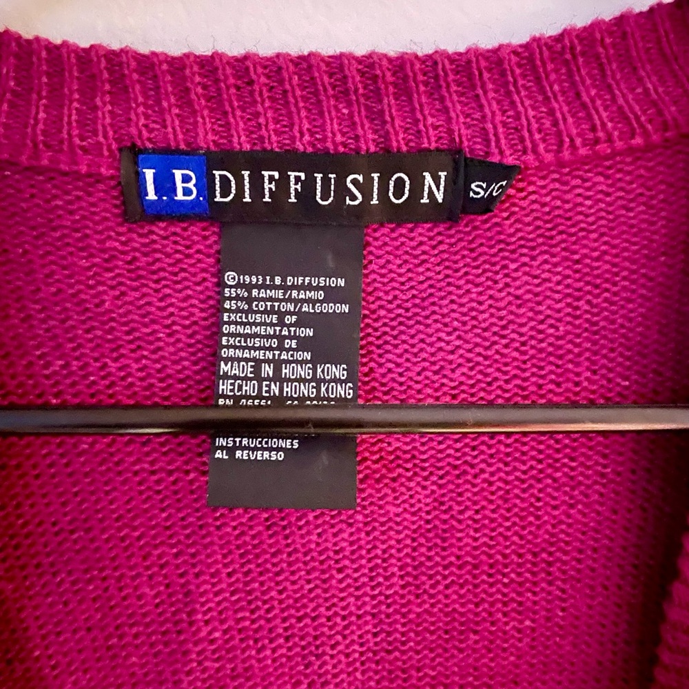 Ib Diffusion Magenta Embroidered Patch Cardigan - image 3